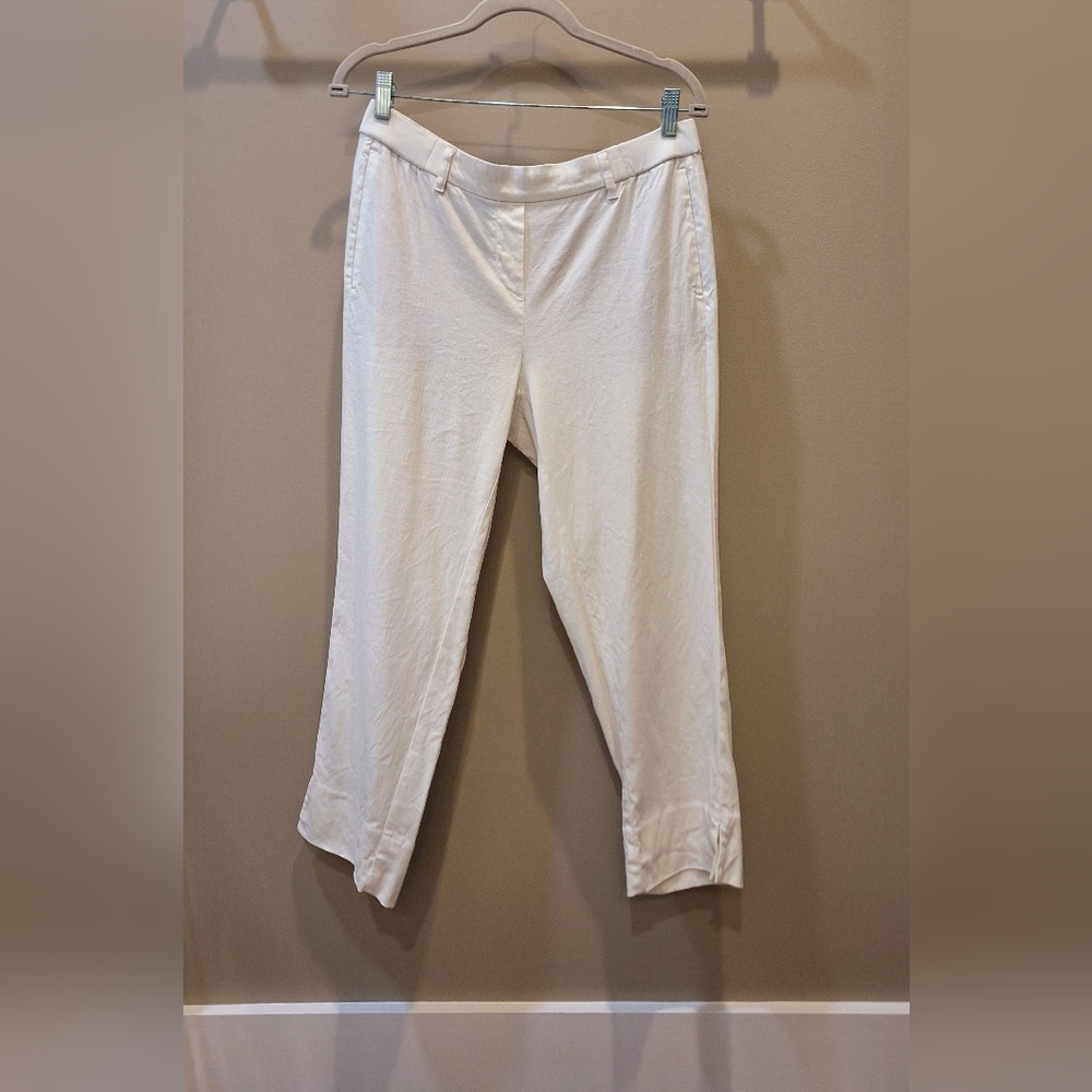J. Jill Linen Stretch Pull On Crop Pants White Midrise Medium Petite